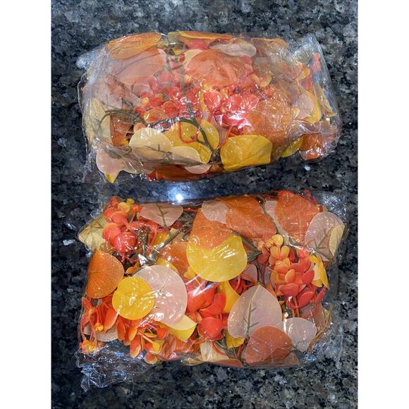 2Pk 6ft Artificial Fall Garland Maple Leaves Autumn Home Mantel Table Decoration - Picture 12 of 13